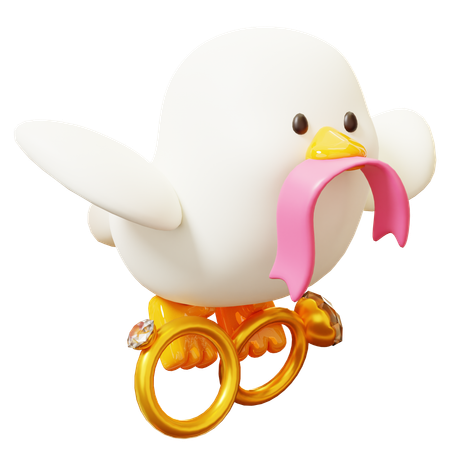 Pigeon Carrying Wedding Rings  3D Icon