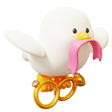 Pigeon Carrying Wedding Rings  3D Icon