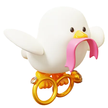 Pigeon Carrying Wedding Rings  3D Icon