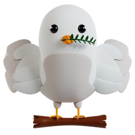 Pigeon paisible portant une branche d'olivier  3D Icon