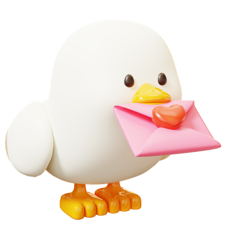 Pigeon With Love Envelope  3D Icon