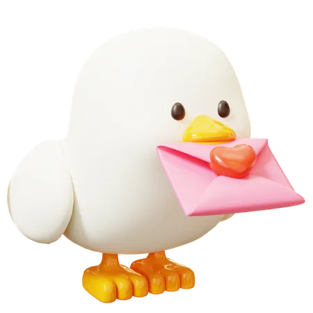 Pigeon With Love Envelope  3D Icon