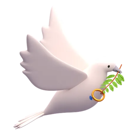 Pigeon With Ring  3D Icon