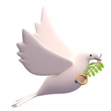 Pigeon With Ring 3D Icon