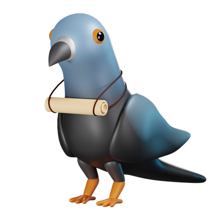 Pigeon With Rolled Letter  3D Icon