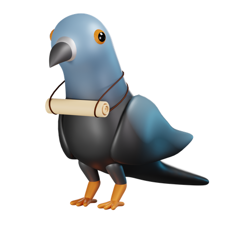 Pigeon With Rolled Letter  3D Icon