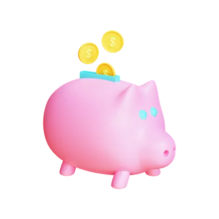 Piggy Bank With Pastel Color Style 3D Illustration