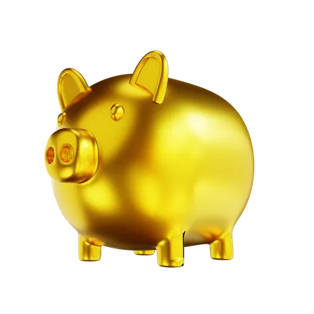 3 D Illustration Golden Piggy Bank 3D Illustration