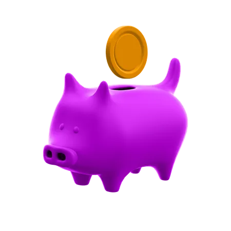3 D Rendering Saving Pig Business Icon 3D Illustration