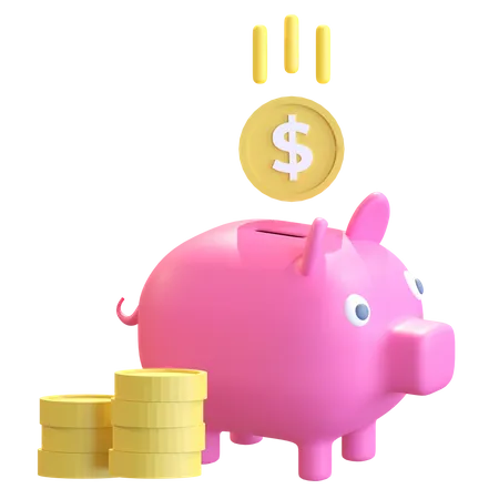 Investment Piggy Bank Icon 3 D Illustration 3D Icon