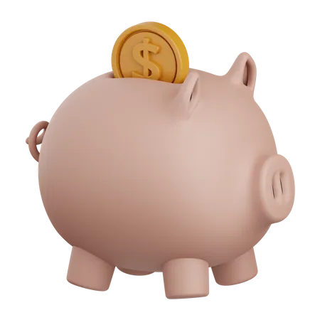 3 D Rendering Piggy Bank Isolated Useful For Banking Money Currency Finance And Business Design 3D Icon