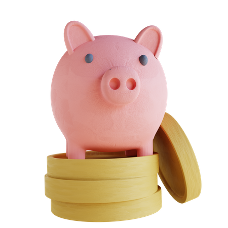 Piggy Bank And Coins  3D Illustration