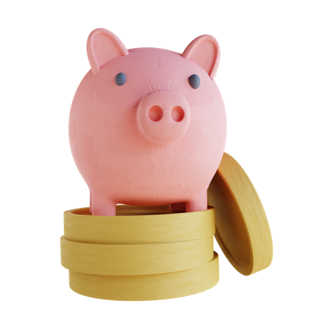 Piggy Bank And Coins 3D Illustration