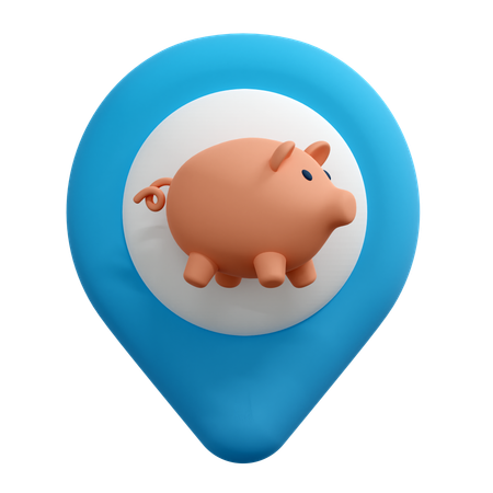 貯金箱の場所ピン  3D Icon