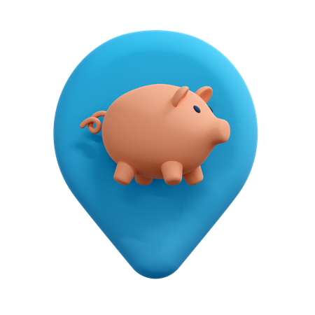 Piggy Bank Location Pin  3D Icon
