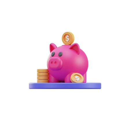 Piggy Bank Saving  3D Illustration