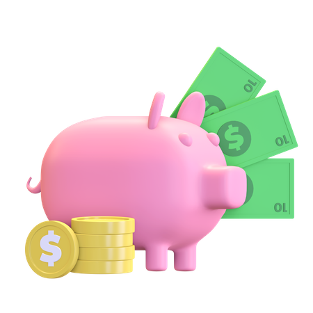 Piggy bank saving  3D Illustration