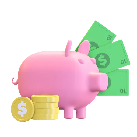 Piggy bank saving  3D Illustration