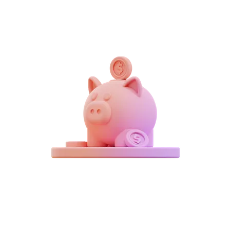 Piggy Bank Saving 3D Illustration