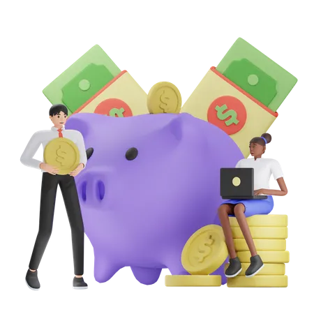 Piggy Bank Savings  3D Illustration