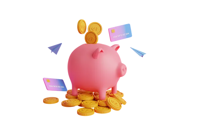 Piggy bank savings  3D Illustration