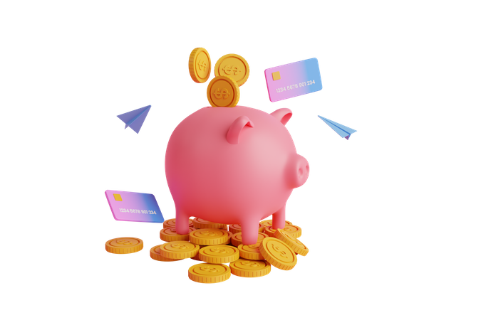 Piggy bank savings 3D Illustration
