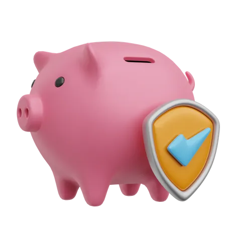 Piggy Bank Shield  3D Icon