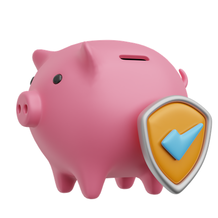 Piggy Bank Shield  3D Icon