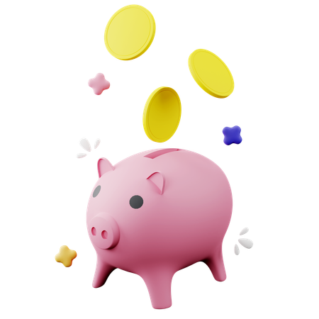 Piggy Bank With Coins  3D Icon