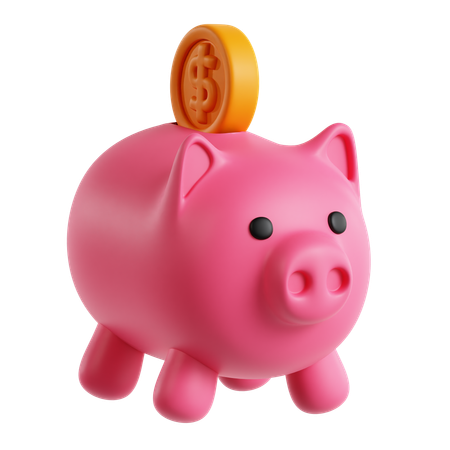 Piggy Bank With Coins  3D Icon