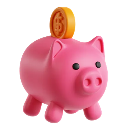 Piggy Bank With Coins  3D Icon