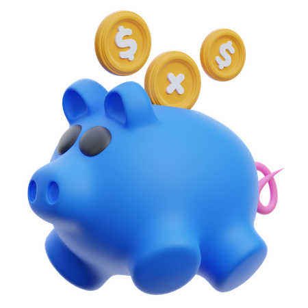 Piggy Bank With Coins  3D Icon