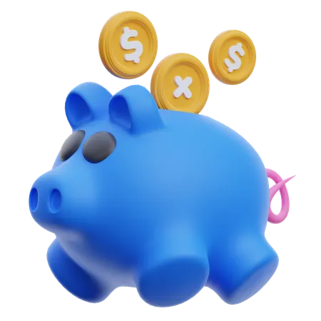 Piggy Bank With Coins  3D Icon