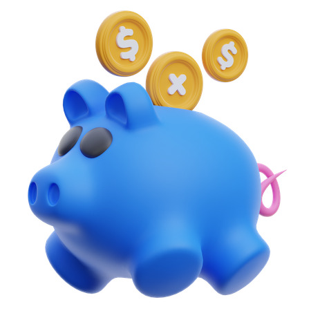 Piggy Bank With Coins  3D Icon