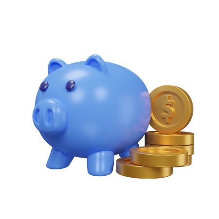 Piggy Coin Stack  3D Icon