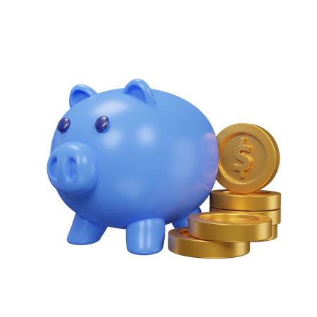 Piggy Coin Stack  3D Icon