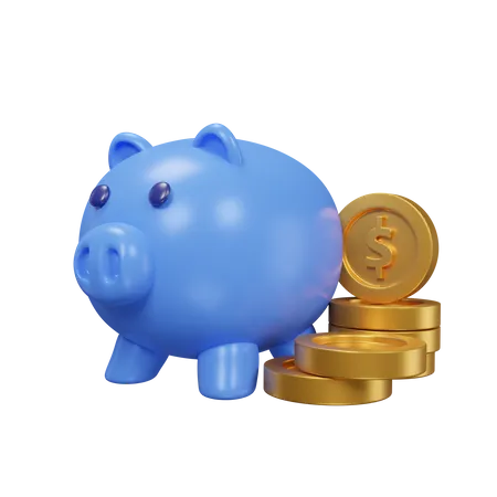 Piggy Coin Stack Icon About Finance Minimal Style 3 D Rendering 3D Icon