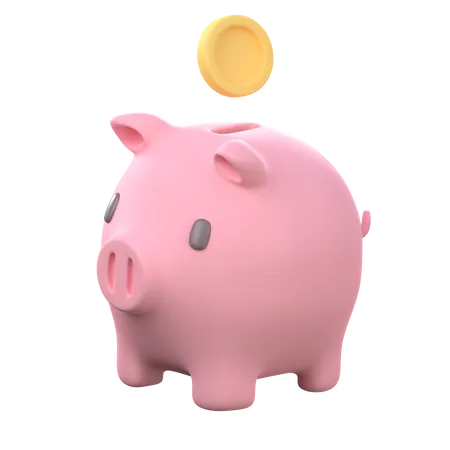 Gold Coins On Piggy Bank Money Saving Concept 3D Icon
