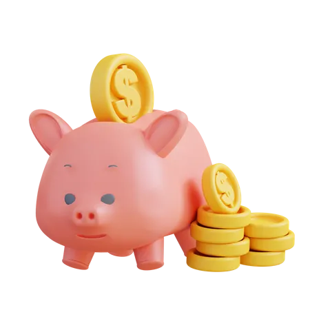 3 D Illustration Of Saving Money In A Piggy Bank 3D Icon