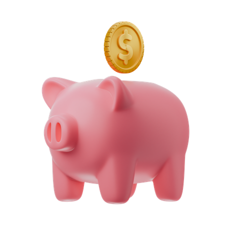 Piggybank with Coin  3D Icon