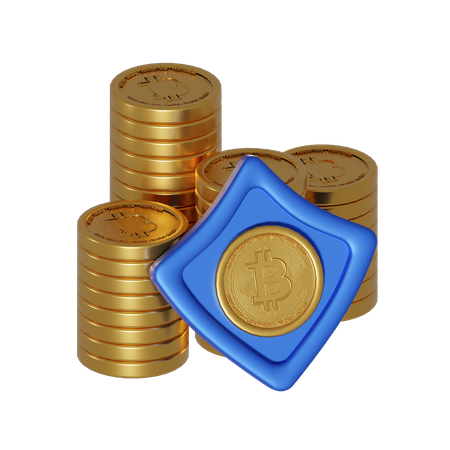 Pila de bitcoins  3D Illustration