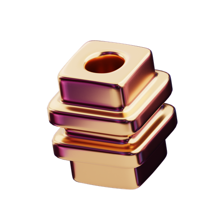 Pila cilíndrica dorada abstracta cromática  3D Icon