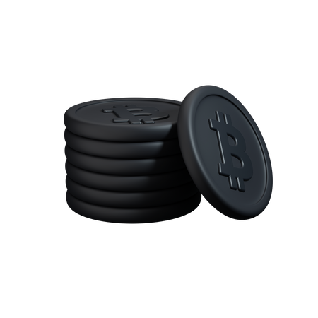 Pila de monedas criptográficas bitcoin  3D Icon