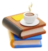 PILA DE LIBROS y CAFÉ