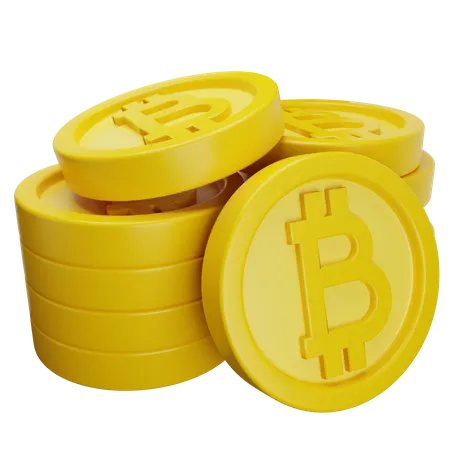 Pila de monedas bitcoin  3D Illustration