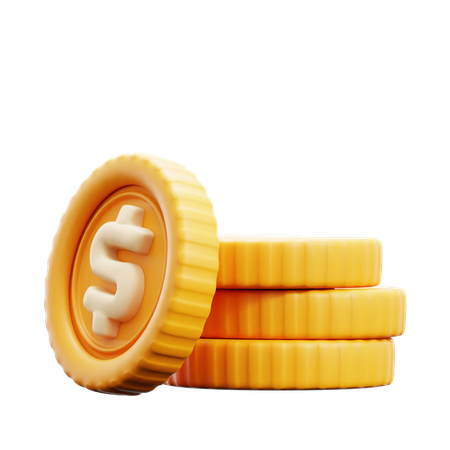 Pila de monedas de un dólar  3D Icon