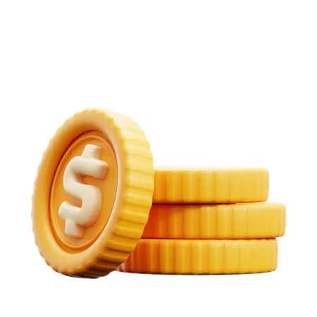 Pila de monedas de un dólar  3D Icon