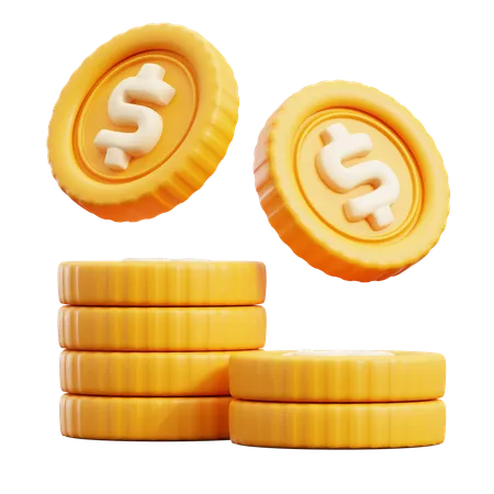 Pila de monedas de un dólar  3D Icon