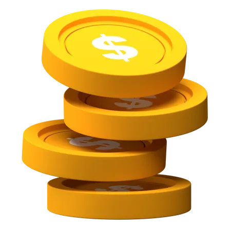 Pila de monedas de un dólar  3D Illustration