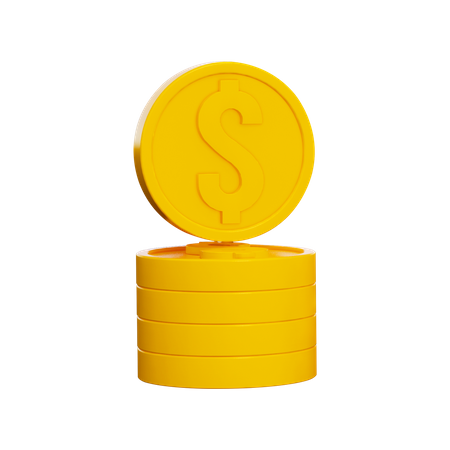 Pila de monedas de un dólar  3D Illustration